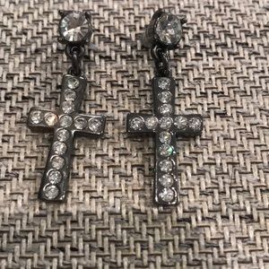 Betsy Johnson crystal cross Earrings